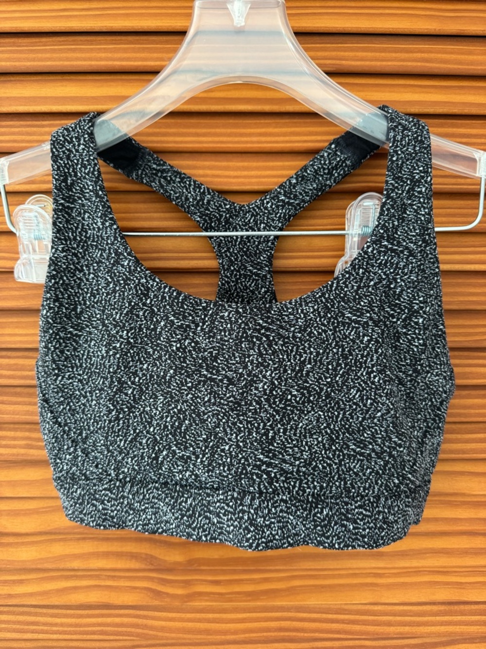 ATHLETA Textured Black & White Racerback Sports Bra